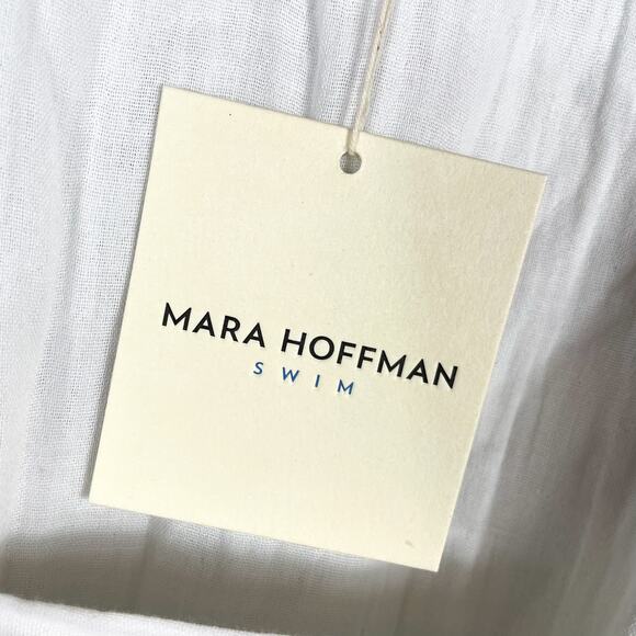 Mara Hoffman Augusta Midi Dress White Tiered Belted Long Sleeve Gauzy Sz M - Picture 10 of 13